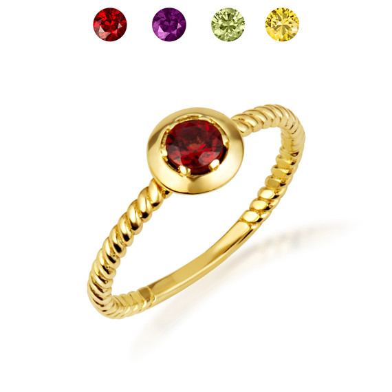 Yellow Gold Stackable Custom Birthstone Ring