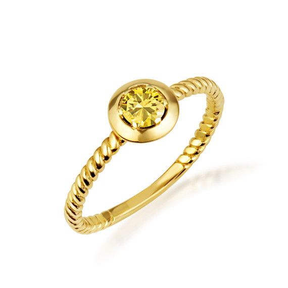 Yellow Gold Stackable Custom Citrine Birthstone Ring