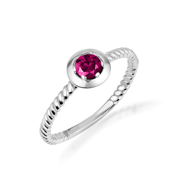 Silver Stackable Custom Ruby Birthstone Ring