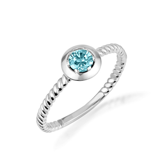 Silver Stackable Custom Aquamarine Birthstone Ring
