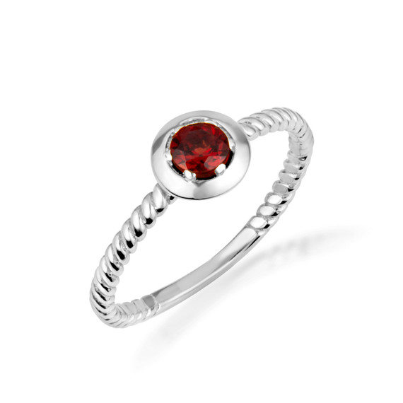 Silver Stackable Custom Garnet Birthstone Ring