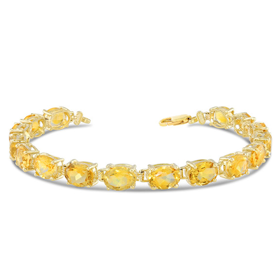 Personalized Oval Checkerboard Birthstone (8 x 6) Tennis Bracelet in Yellow Gold