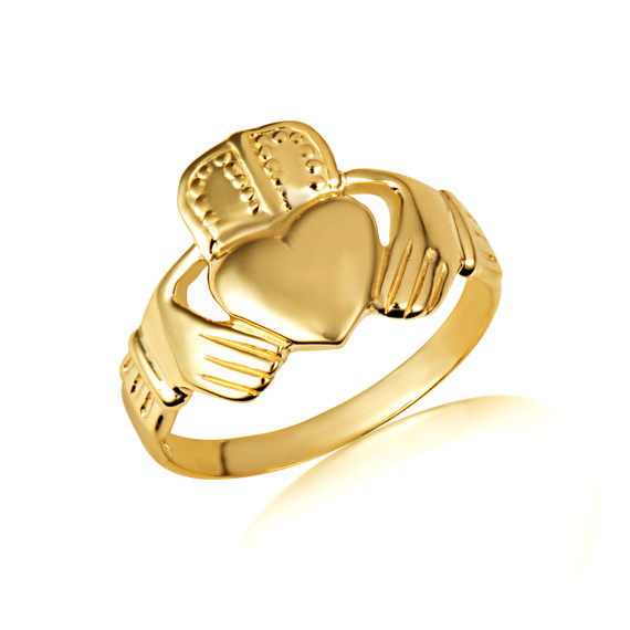 Gold Men's Symbolic Claddagh Ring (Available in Yellow/Rose/White Gold)