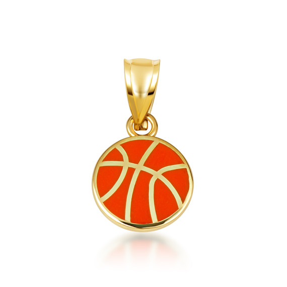 Yellow Gold Enamel Basketball Pendant