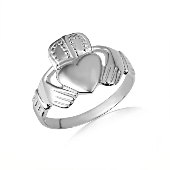 White Gold Men's Classic Claddagh Ring