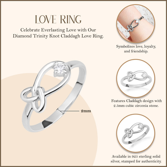 925 Sterling Silver Cubic Zirconia Love Knot Ring | Factory Direct
