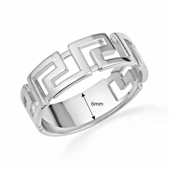 .925 Sterling Silver Classic Greek Key Band Ring