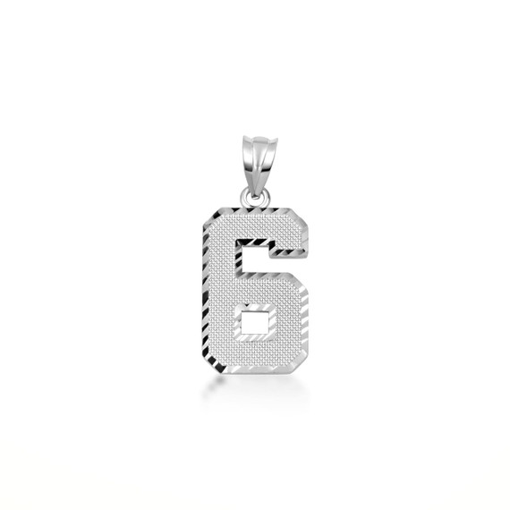 .925 Sterling Silver Personalized Sports Number Diamond Cut Pendant Necklace