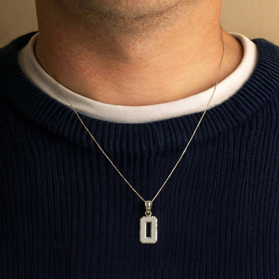 .925 Sterling Silver Diamond Cut Custom Jersey Number Sports Pendant Necklace