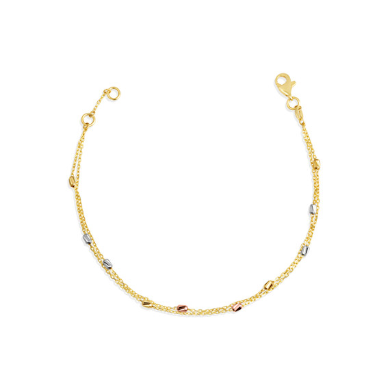Tri-Color Gold Tube Link Bracelet