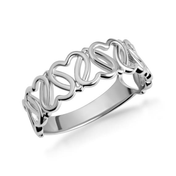 Gold Interlocking Hearts Love Band Ring | Factory Direct Jewelry