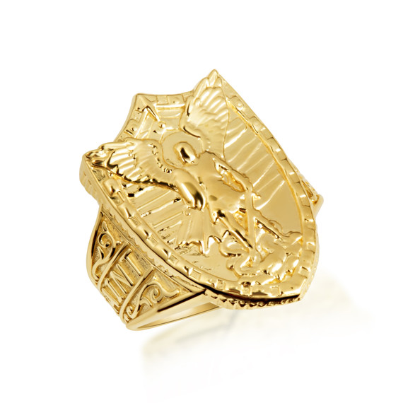 Gold Saint Michael Archangel Shield Signet Ring | Factory