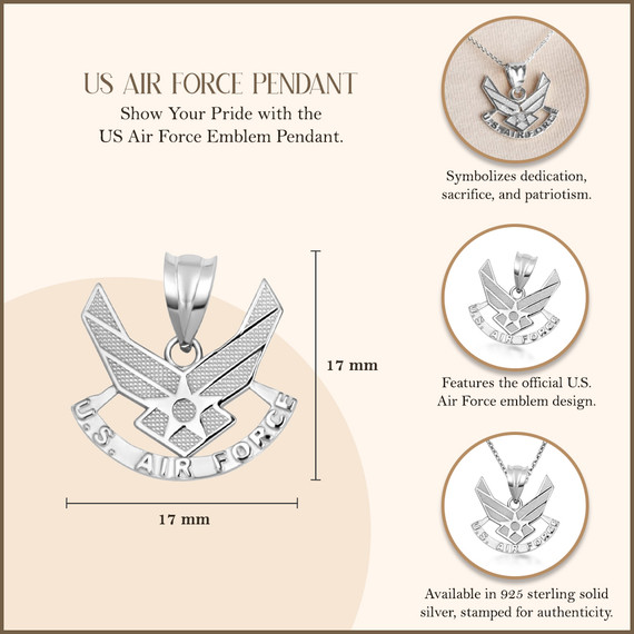 925 Sterling Silver United States Air Force Emblem
