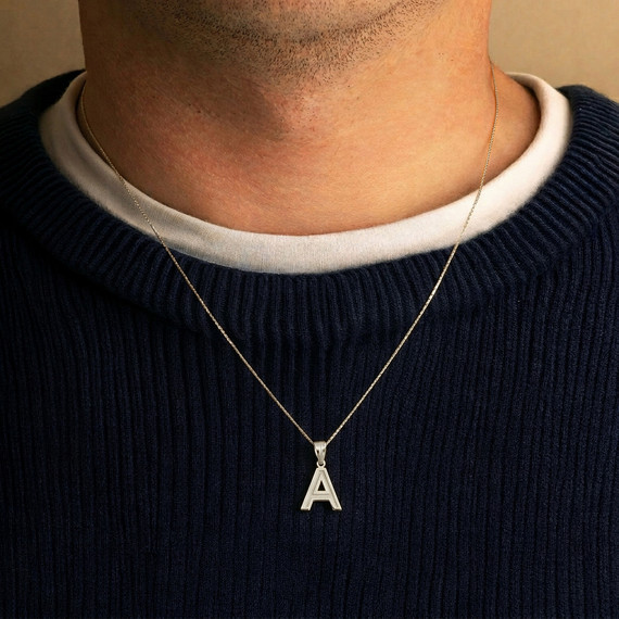 .925 Sterling Silver Personalized Letter "A-Z" Initial Satin Finish Pendant Necklace