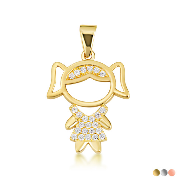 Gold Girl Silhouette Studded Pendant