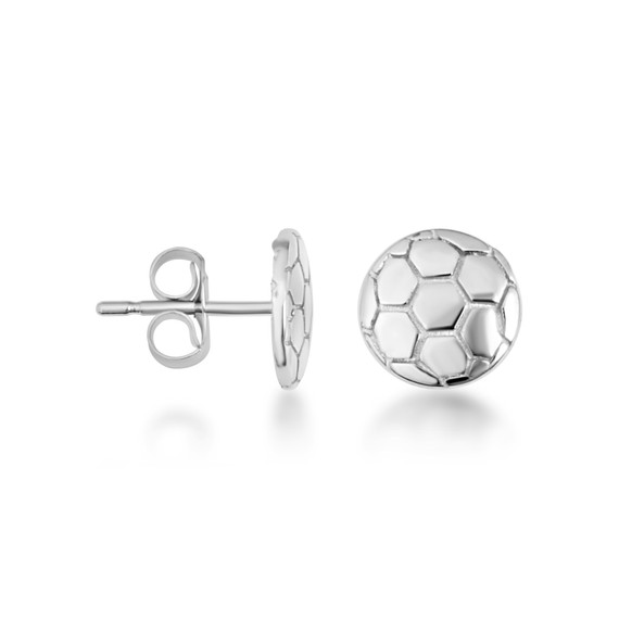 .925 Sterling Silver Soccer Ball Athletic Sports Stud Earrings