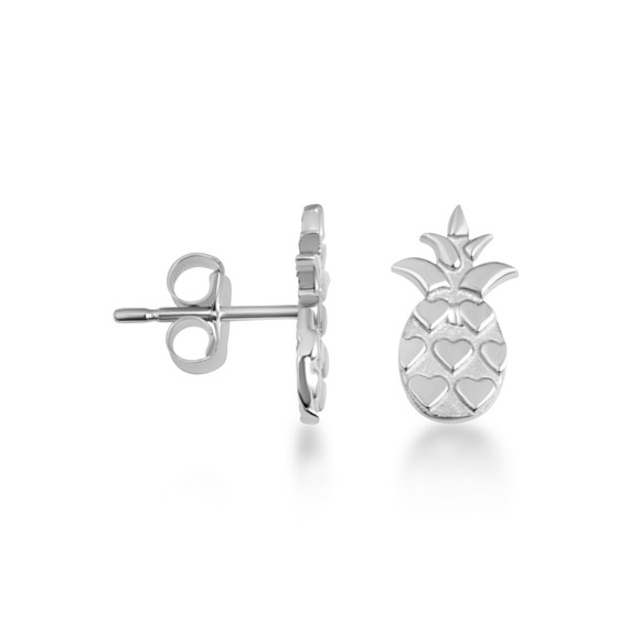 925 Sterling Silver Pineapple Fruit Stud Earrings