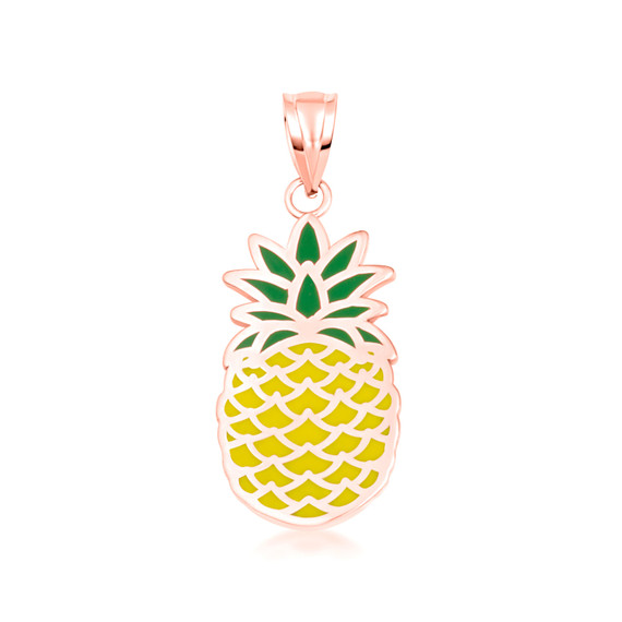 Rose Gold Enamel Pineapple Fruit Pendant