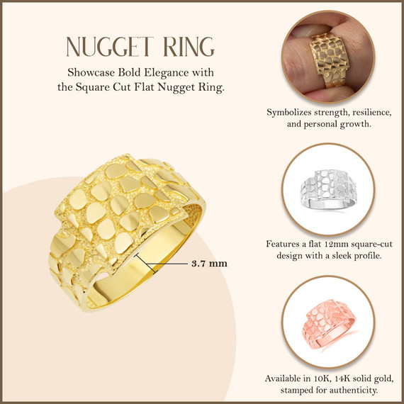 14K nugget ring シグネットリング Gold Nugget Signet Ring | Factory Direct Jewelry