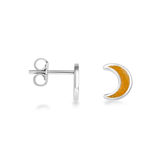 .925 Sterling Silver Custom Enamel Moon Stud Earrings