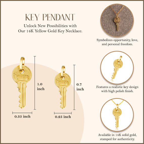 14K Gold Key Necklace | Factory Direct Jewelry