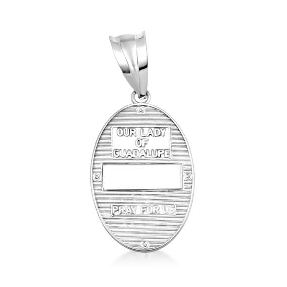 White Gold Virgen Mary de Guadalupe Pendant back