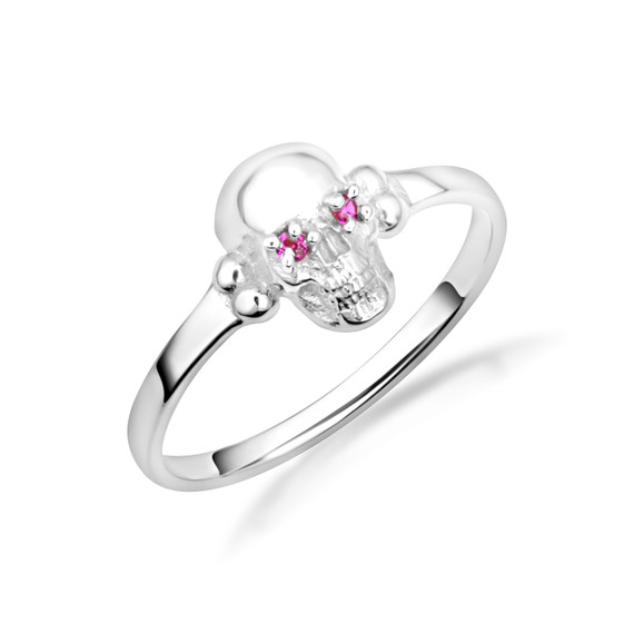 Silver Skull Ring with Red Cubic Zirconia Silver Skull Ring with Red Cubic Zirconia