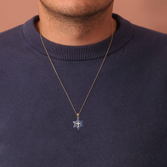 Gold Star of David Cross Necklace with Diamond | Factory Direct