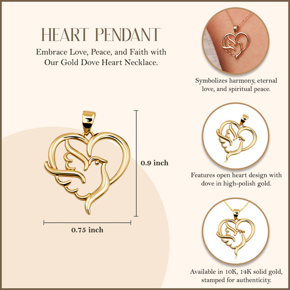 10K/14K Gold Dove Heart Necklace