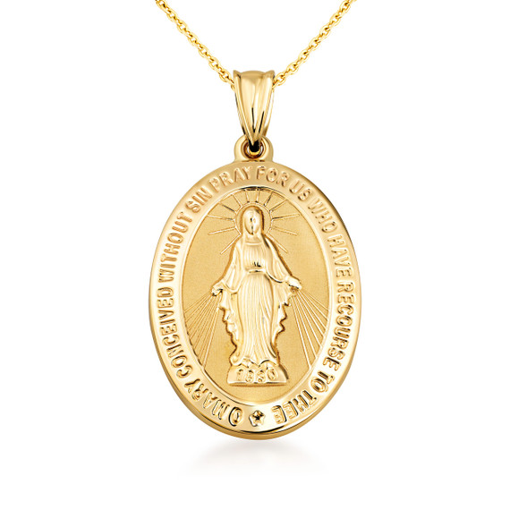 10K/14K Gold Virgin Mary Miraculous Medal Necklace