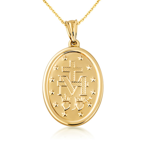 10K/14K Gold Virgin Mary Miraculous Medal Necklace