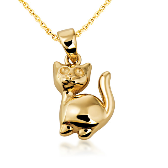 10K/14K Gold Cat Pendant Necklace