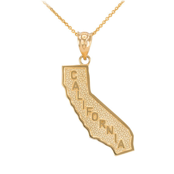 Gold California State Map Pendant Necklace(Available In Yellow/Rose/White Gold)