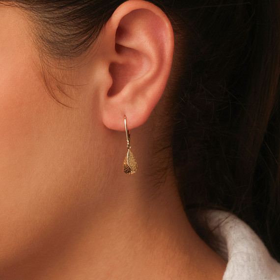 14K Gold Teardrop Dangle Earrings