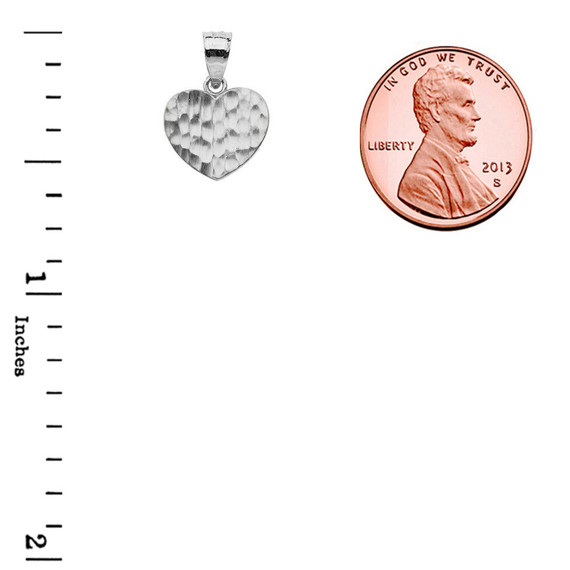 Silver Hammered Heart Pendant Necklace