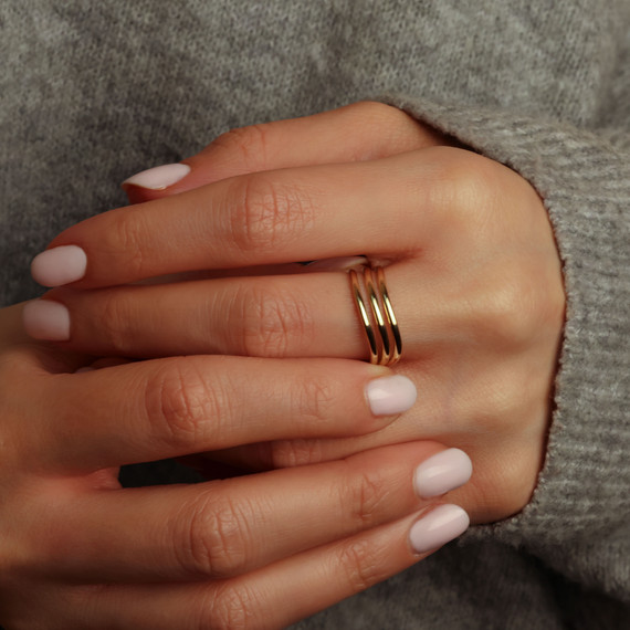 10K/14K Yellow Gold Triple Row High-Polish Band