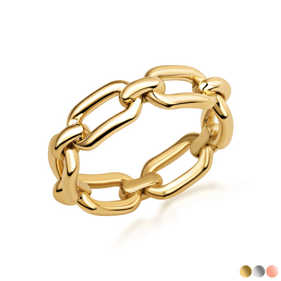 10K/14K Solid Gold 6mm Gold Chain Link Band