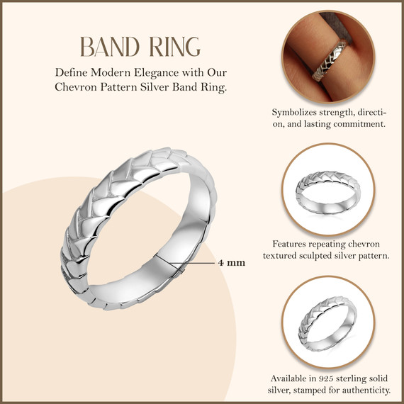 Silver Chevron Pattern Band 