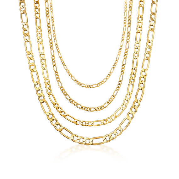 14k Yellow Gold Hollow Figaro Chain 