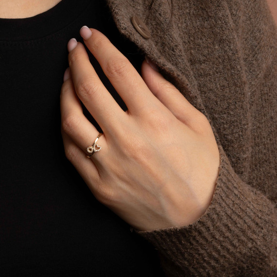 10K/14K Gold Lab Grown Diamond Heart and Eternity Circle Ring