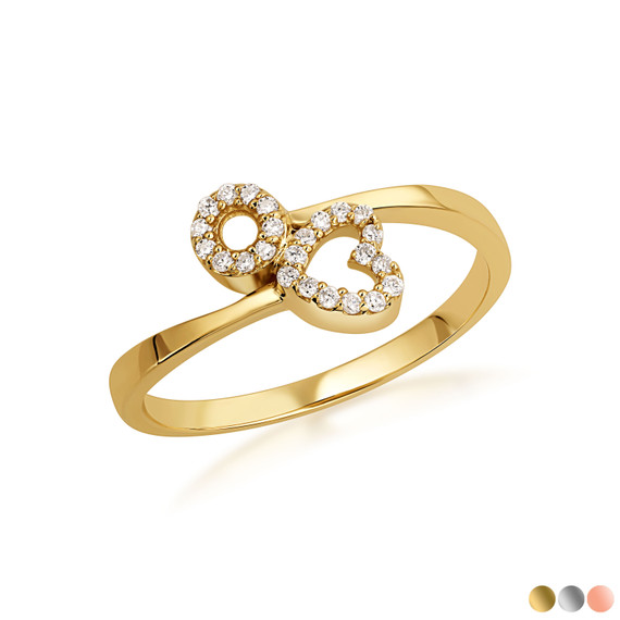 10K/14K Gold Lab Grown Diamond Heart and Eternity Circle Ring