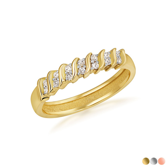 10K/14K Gold Lab Grown Diamond Ribbed Band Ring