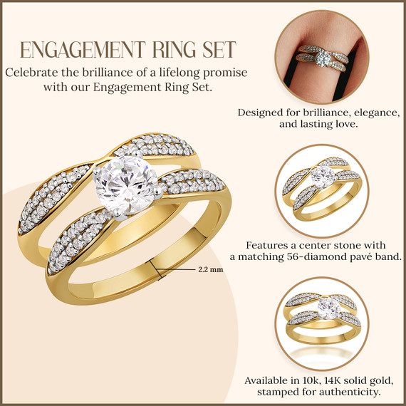 10K/14K Solid Gold Lab Grown Diamond 1 Carat Timeless Engagement Ring Set