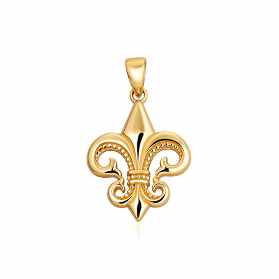 10K/14K Yellow Gold Fleur De Lis Pendant Necklace
