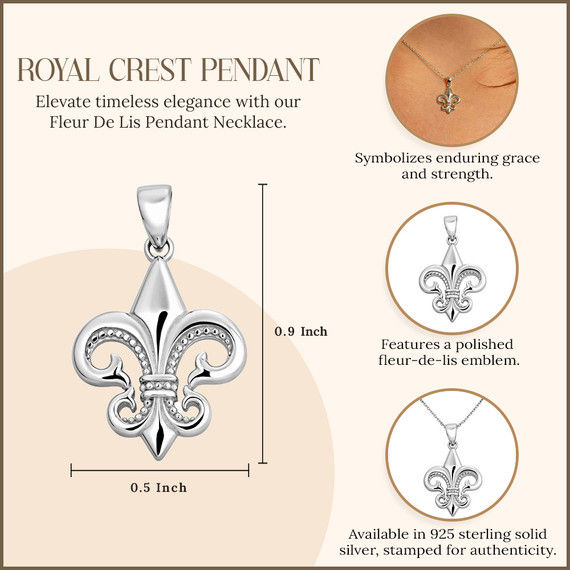Silver Fleur De Lis Pendant Necklace