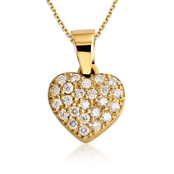 Gold Micro-Pave Lab Grown Diamond 3D Heart Pendant 