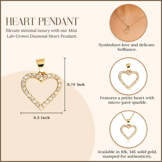 Gold Micro-Pave Mini Lab Grown Diamond Heart Pendant Necklace