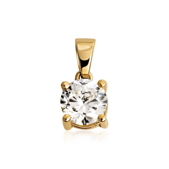 Gold Lab Grown Diamond Round Stud Pendant Necklace