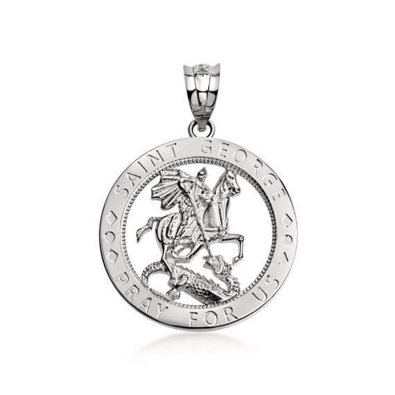 .925 Sterling Silver Saint George Round Medallion Pendant Necklace
