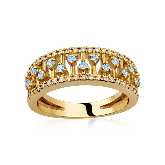 10K/14K Solid Gold Lab Grown Blue Diamond Statement Band